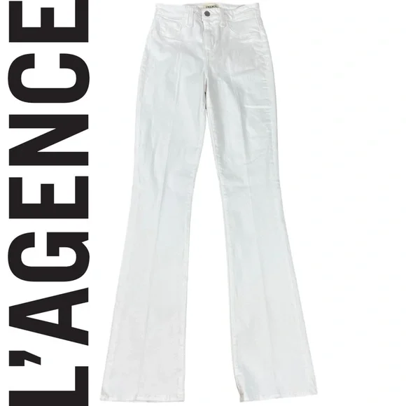 NWOT L'AGENCE Selma High Rise Sleek Baby Boot Jeans Blanc Size 25 Revolve $255 - Picture 7 of 14